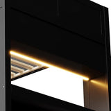 RUNNA Full Size Wood Gaming Bunk Bed with Desk, Storage Shelves, LED and Charging Station, Study & Play Space for Kids & Teens RUNNA