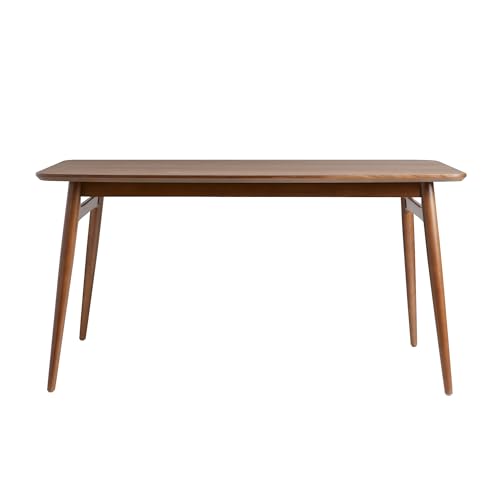 Walker Edison Mid-Century Modern Solid Wood Tapered-Leg Dining Table, 59 Inch, Walnut Walker Edison