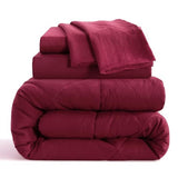 NTBAY Twin Comforter Set with Sheets, 5 Pieces Soft and Breathable Twin Bedding Set, Twin Bed in a Bag, Down Alternative Comforter Set Solid Color All Season, Kids Bedding Set, Wine Red NTBAY