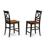 East West Furniture QUS-BLK-W Counter Bar Stool-Pub Height Wooden Chairs, Set of 2, Black & Cherry East West Furniture