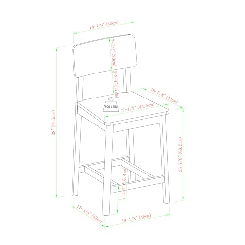 Walker Edison 2-Piece Minimalist Solid Wood Counter Stool, Set of 2, Black Walker Edison