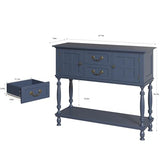ZOSQUARE Farmhouse Console Table with 2 Drawers and 2 Cabinets, Sofa Table with Open Storage Shelf, Vintage Entryway Table for Entryway, Living Room, Hallway, Foyer ZOSQUARE