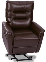 EONIX Wall Hugger Power Lift Recliner Chair for Elderly, Dual Motor Zero Clearance Power Lift Chair for Small Spaces, Electric Lumbar Support with Heat & Massage, Breathable Leather, Dark Brown
