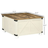 HOMCOM Farmhouse Coffee Table, Square Coffee Table with Storage for Living Room, Center Table with Hinged Flip Lift Top and Hidden Space, Antique White HOMCOM