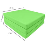 D&D Futon Furniture Trifold Foam Beds, Floor Tri-Fold Bed, Foldable Shikibuton Mattress Cushion Topper Mat for Space Saving Sleepover 3x27x75 in, Lime D&D Futon Furniture