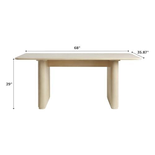 Walker Edison Modern Vertical Reeded Plinth-Base Dining Table, 68 Inch, Birch - WoodArtSupply