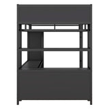 Bellemave Metal Loft Bed with Wardrobe and L-Shaped Desk, Full Size Loft Bed with Storage Cubes and Shelves, Heavy Duty Loft Bed for Kids Teens Adults, Black Bellemave