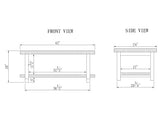 Alaterre Furniture Pomona Rustic Industrial Modern Vintage Metal and Solid Wood Coffee Table, Easy Assembly, 42 in x 24 in x 18 in ,Brown Alaterre Furniture