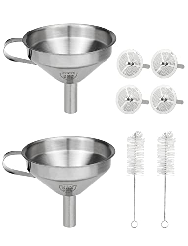 Resin Funnel, 2 Pack Resin Filter Funnel with Strainer 3D Printer Stainless Steel Resin Funnel for Filtering and Recycling UV SLA/DLP/LCD Photosensitive Resin, with Cleaning Brush Gnellkoor