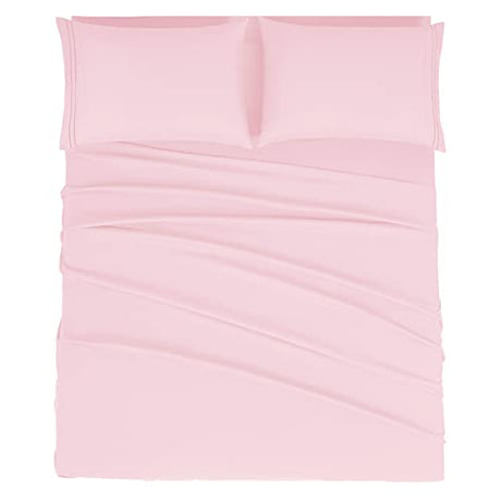 Mejoroom Queen Size Sheet Set - Hotel Luxury 1800 Bedding Sheets & Pillowcases - Deep Pocket Fitted Sheet, Soft, Breathable, Wrinkle & Fade Resistant - 4 Piece (Queen, Blush Pink) Mejoroom