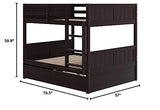 Merax Full Over Full Bunk Bed with Trundle,Wooden Trundle Bed Frame with Ladder Safety Guardrail,Convertible to 2 Platform Beds for Kids Teens,Espresso Merax
