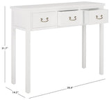 SAFAVIEH Home Collection – Cindy White Console Table with Three Drawers, French Farmhouse Storage Console, Tapered Leg Design (AMH6568C) SAFAVIEH