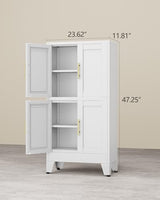 AUEYTVR Metal Bathroom Storage Cabinet,47" Bathroom Storage Unit,Freestanding Bathroom Floor Cabinet with 4 Doors and 2 Adjustable Shelves for Bathroom,Kitchen,Living Room, Dining Room AUEYTVR
