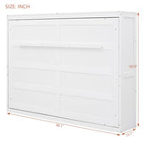 MERITLINE Queen Horizontal Murphy Bed,Wood Space-Saving Folding Farmhouse Murphy Bed Cabinet for Adults,No Box Spring Needed (Queen,White) MERITLINE