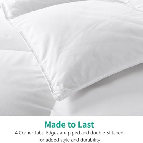 APSMILE Organic Feathers Down Comforter California King, All-Seasons Duvet Insert, 100% Cotton Medium Warm Quilted Bed Comforter Insert (104x96, Ivory White) APSMILE