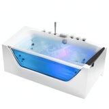 Empava 59 in. Acrylic Alcove Whirlpool Bathtub - Hydromassage Rectangular Jetted Soaking Tub with Center Drain - Waterfall Faucet Empava