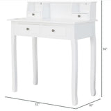 DMAITH Small White Writing Desk with Hutch – 32" Home Office Desk with Drawers | Compact Computer Desk, Vanity Makeup Table for Bedroom or Study Room DMAITH