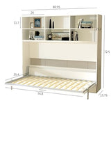 Ball & Cast Horizontal Murphy Bed Twin Size with Shelf Storage,Mordern Design Hideaway Cabinet Wall Bed w Gas Struts,Wood Folding Space-Saving Furniture for Bedroom,Student Dorms,White Ball & Cast