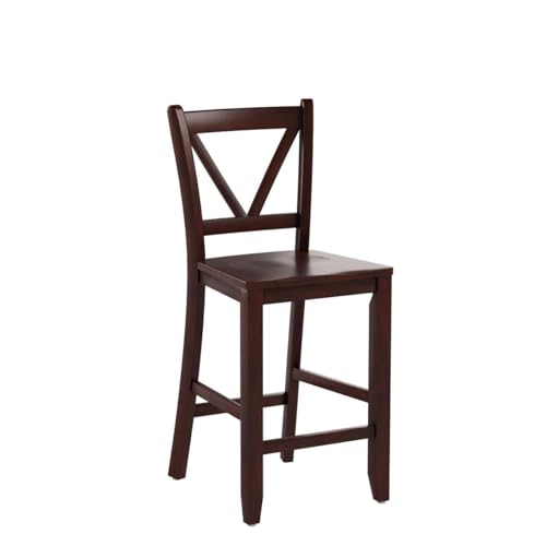 Winsome Wood Victor 2-Piece V-Back Counter Stools, 24-Inch, Brown - WoodArtSupply