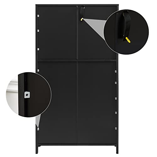 WEENFON Black Floor Cabinet with 2 Doors & 2 Drawers – Stylish Bathroom Storage with Adjustable Shelves - WoodArtSupply