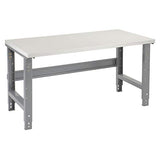 Global Industrial Adjustable Height Workbench C-Channel Leg, Plastic Laminate Square Edge, 60" W x 30" D, Gray Global Industrial