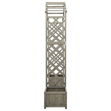 vidaXL Solid Firwood Garden Pergola with Planter Home Lawn Backyard Outdoor Patio Terrace Wooden Entryway Flower Planter Arbor Arch vidaXL
