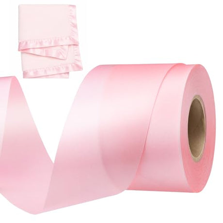 Retrowavy 2" x 25 Yards Satin Poly Blanket Binding Tape, Single Fold Polyester Quilt Binding Trim, Glossy Satin Edging for Sewing, Quilting, Blankets, Crafts, Fabric Projects (Pink) Retrowavy