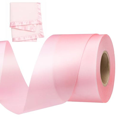 Retrowavy 2" x 25 Yards Satin Poly Blanket Binding Tape, Single Fold Polyester Quilt Binding Trim, Glossy Satin Edging for Sewing, Quilting, Blankets, Crafts, Fabric Projects (Pink)