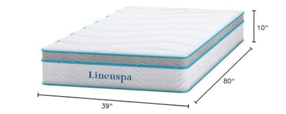 Linenspa 10 Inch Memory Foam and Spring Hybrid Mattress - Medium Feel - Bed in a Box - Quality Comfort and Adaptive Support - Breathable - Cooling - Perfect for a Guest Bedroom - Twin XL Size