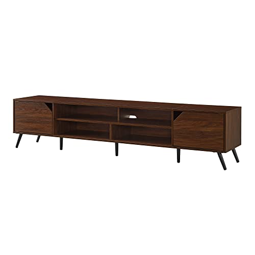 Walker Edison Nora Modern Minimal Open-Shelf Stand for TVs up to 90 Inches, 80 Inch, Dark Walnut - WoodArtSupply