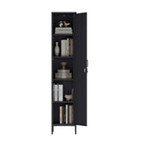 Manhattan Comfort Naomi 72.8'' Tall Storage Cabinet, Single Metal Locker with Lock, Adjustable Shelves, Vented Door & Floor Protectors, Modern Garage & Office Organizer, Black Manhattan Comfort