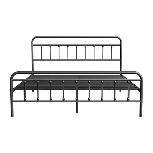Novilla Metal King Size Bed Frame - Modern Minimalist Victorian Style with Headboard/Footboard, Heavy-Duty Steel Slats/Underbed Storage/No Box Spring Needed/Easy Assembly/Noise Free/Black Novilla