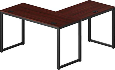 SHW Home Office 55"x60" Large L Shaped Corner Desk, 24" Deep, Cherry