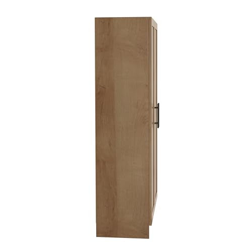 Prepac Natural Oak Elite 65" Tall Accent Kitchen Pantry Cabinet, Craft or Bathroom Storage Cabinet, Buffet Storage with Panel Doors, 3 Shelves, 32" W x 16.75" D x 65" H, Ideal for Home Organization Prepac