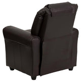 Flash Furniture Vana LeatherSoft Kids Recliner with Cup Holder, Headrest, and Safety Recline, Contemporary Reclining Chair for Kids, Supports up to 90 lbs., Brown
