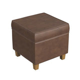 HomePop Square Ottoman with Lift Off Top - Brown Faux Leather HomePop