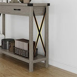 CABIHOME Farmhouse Entryway Table, Wooden Console Table with Drawers, 2 Tier Sofa Table with Storage, Console Table for Entryway, Living Room, Hallway, Foyer-Grey CABIHOME