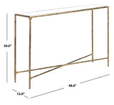 SAFAVIEH Couture Home Collection Jessa Brass Metal/Tempered Glass Top Entryway Living Room Rectangle Console Table (Fully Assembled) SAFAVIEH