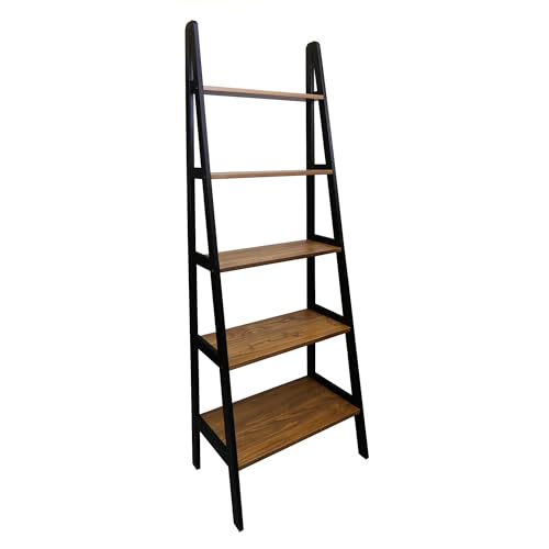 Casual Home 100% Solid Wood 5-Shelf Ladder Bookcase, Standard, Two-Tone Casual Home