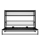 LUMISOL Twin Size Murphy Bed with Shelves, Metal Wall Bed for Small Bedroom, Guestroom, Apartment, Space-Saving, Off White LUMISOL