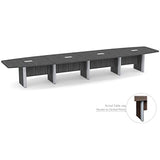 Thaweesuk Shop 18 ft Gray Modern Boat Shaped Conference Table Room Hide Wires Inside Elliptical Metal Legs Desk Grommets Racetrack Boardroom Office Furniture Business Wood 212''L x 47-32''W x 29''H Generic