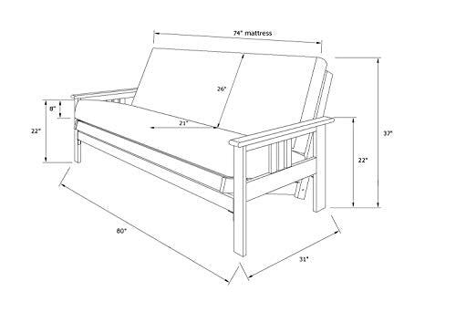 Kodiak Furniture Monterey Full Futon with Linen Fabric Mattress in Barbados/Gray - WoodArtSupply