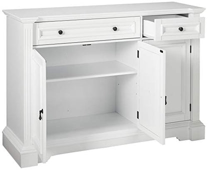 Kings Brand Furniture White Finish Wood Buffet Breakfront Cabinet Console Table With Storage, Drawers, Shelves - WoodArtSupply