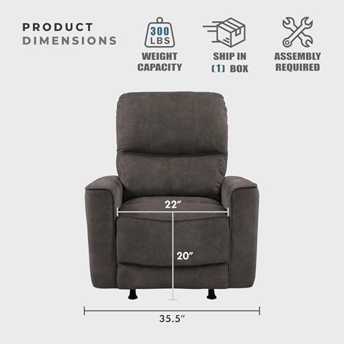 Lexicon Manual Rocker Recliner Chair, Polished Microfiber Manual Reclining Chair with Overstuffed Backrest, Comfy Nursery Recliner for Living Room/Office/Bedroom/Apartment, Easy Assembly, Chocolate