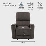 Lexicon Manual Rocker Recliner Chair, Polished Microfiber Manual Reclining Chair with Overstuffed Backrest, Comfy Nursery Recliner for Living Room/Office/Bedroom/Apartment, Easy Assembly, Chocolate