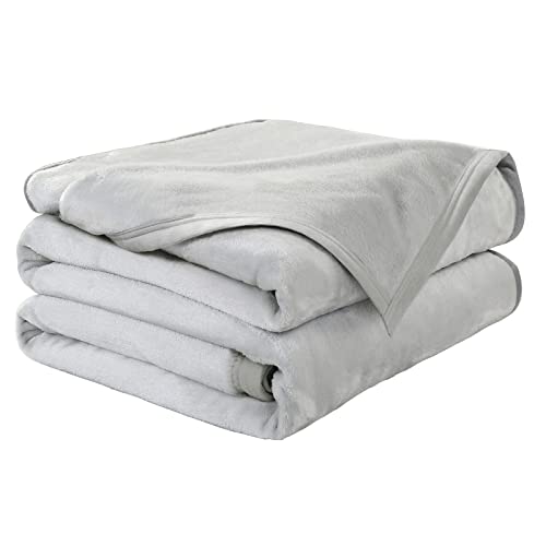 EASELAND Soft Queen Size Blanket Warm Microplush Lightweight Thermal Fleece Blankets for Couch Bed Sofa,90x90 Inches,Silver Gray EASELAND