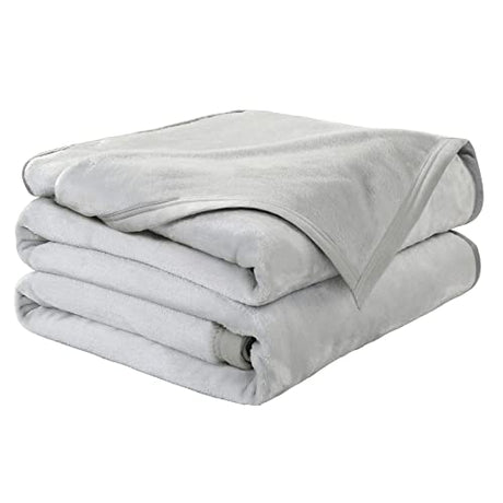 EASELAND Soft Queen Size Blanket Warm Microplush Lightweight Thermal Fleece Blankets for Couch Bed Sofa,90x90 Inches,Silver Gray EASELAND
