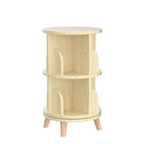Gdrasuya10 360° Rotating 2-Tier Stackable Bookshelf Organizer in Natural Wood Gdrasuya10