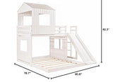 Merax White Twin over Full Bunk Bed with Slide, Safety Guardrails and House Design for Kids Merax