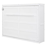 Merax Modern Farmhouse Solid Wood Murphy Bed Chest, Wall Bed with Wood Slat Support/No Box Spring Needed/Space Saving/Full,White Merax